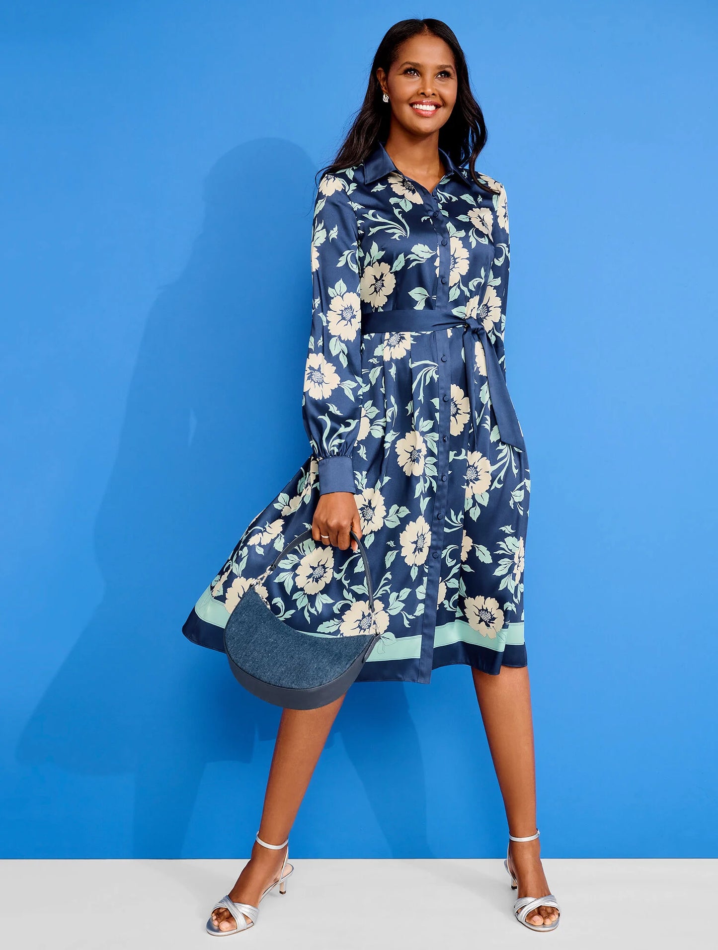 Tie Waist Shirtdress - Delightful Floral