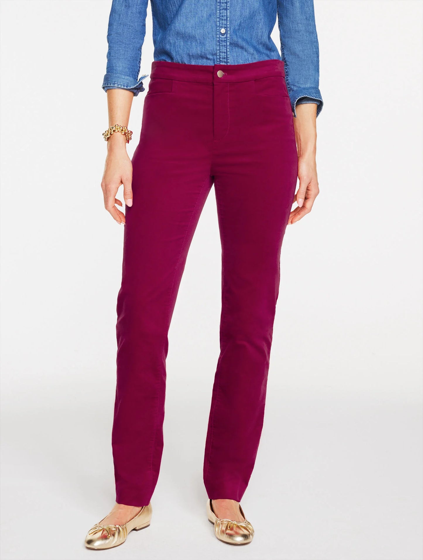 Straight Leg Velveteen Pants