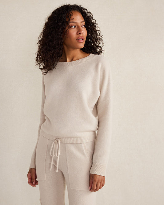 Cashmere Tie-Front Crewneck Sweater