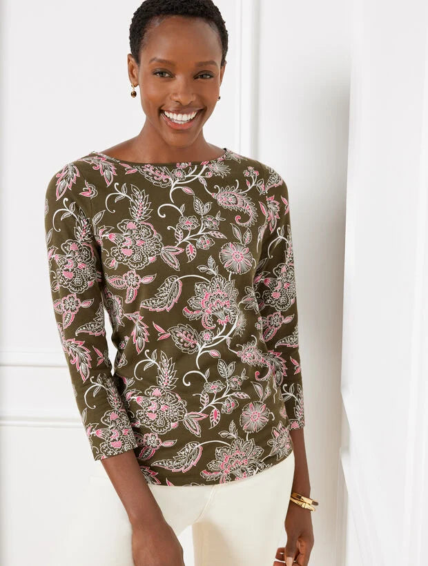 Bateau Neck Tee - Ornate Jacobean