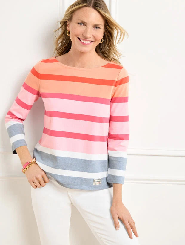 Authentic Talbots Tee - Celeste Stripe