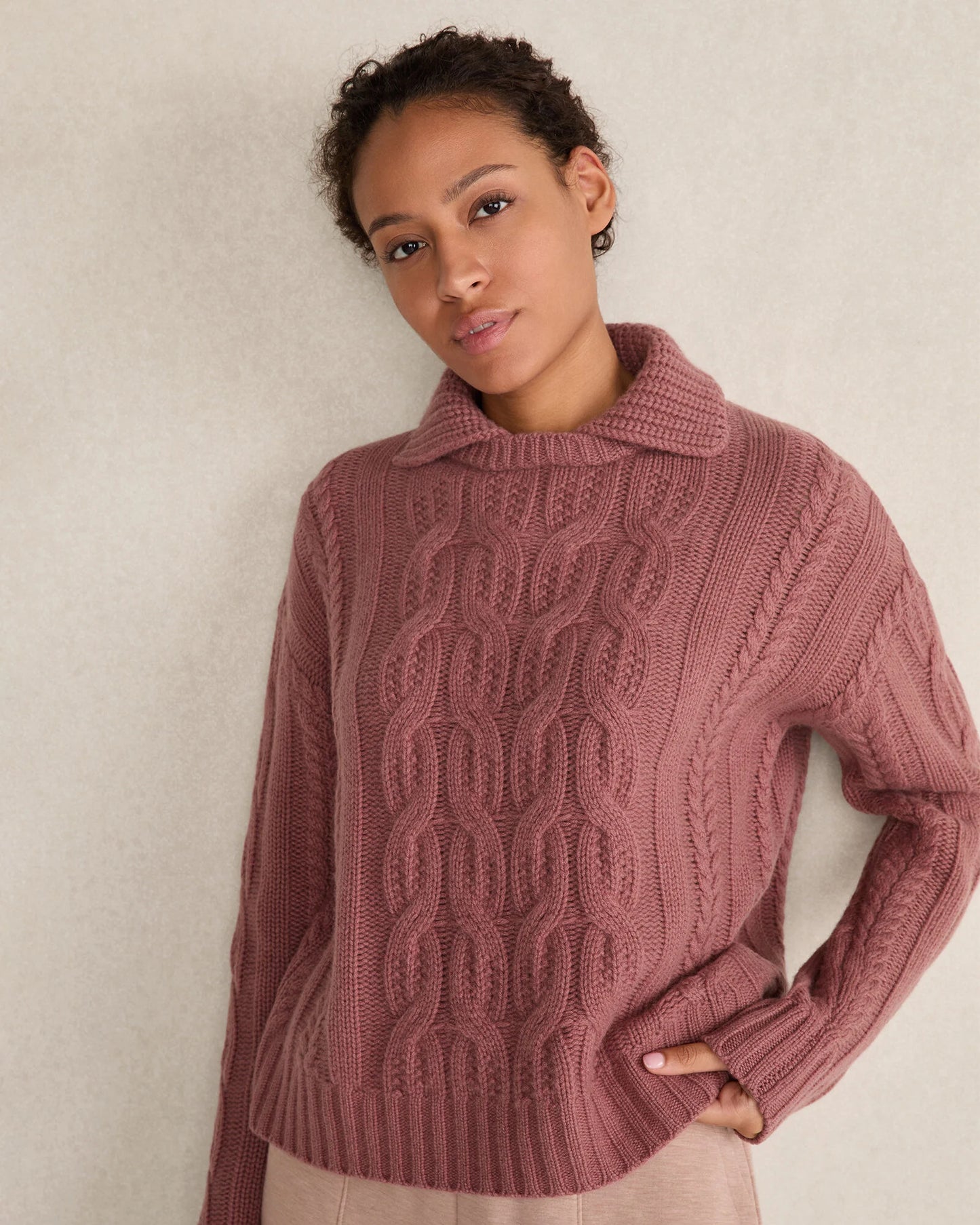 Cashmere Cable Collared Sweater