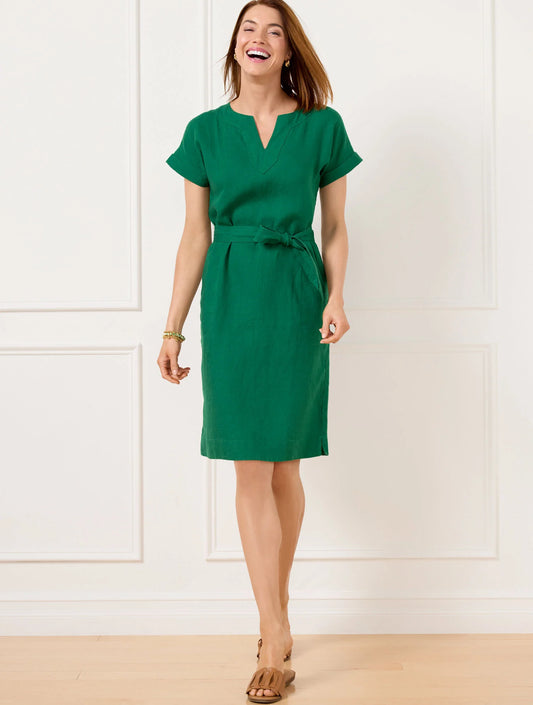 Linen Belted Shift Dress