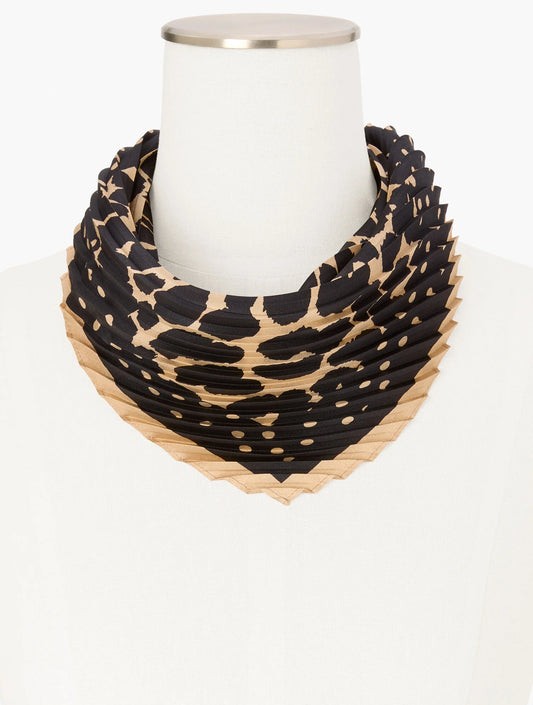 Dots & Animal Pleated Silk Square Scarf