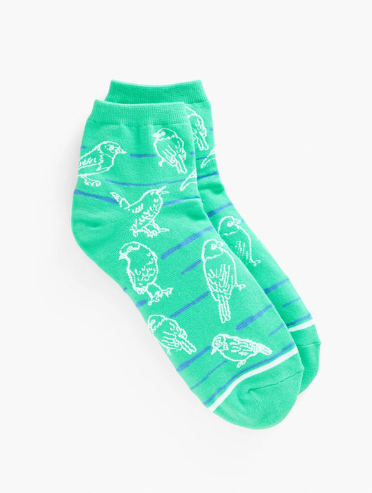 Birds Stripe Crew Socks