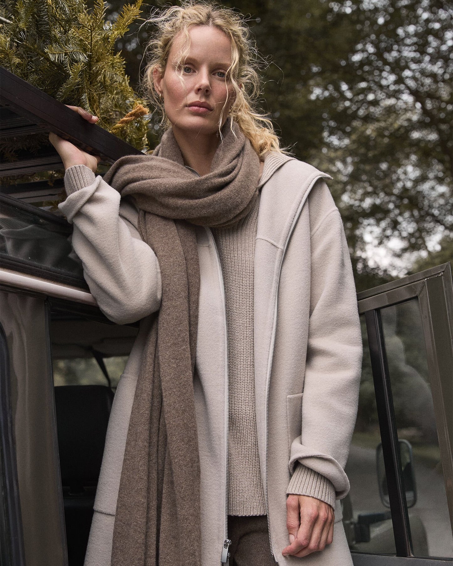 Wool Blend Funnel Neck Coat