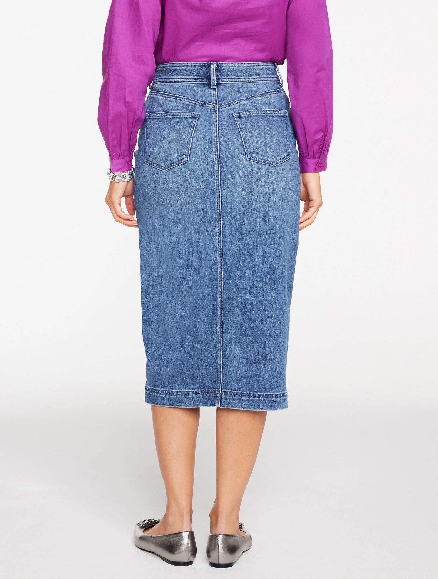 Embellished Denim Midi Skirt