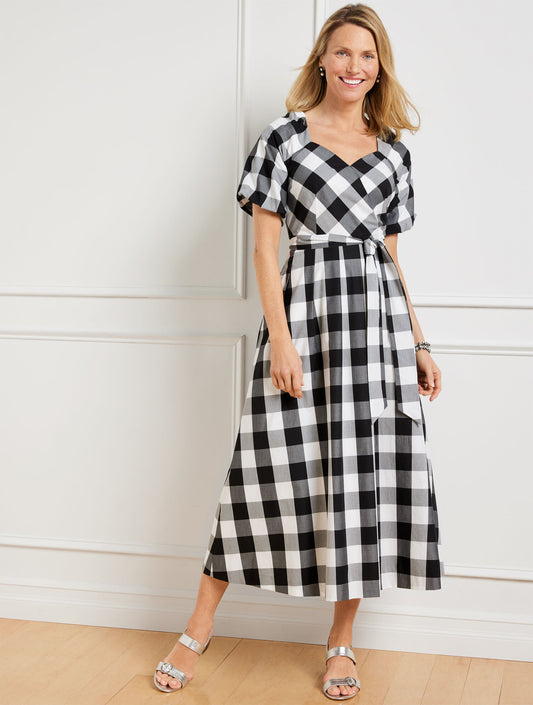 Zinnia Gingham Fit & Flare Poplin Dress