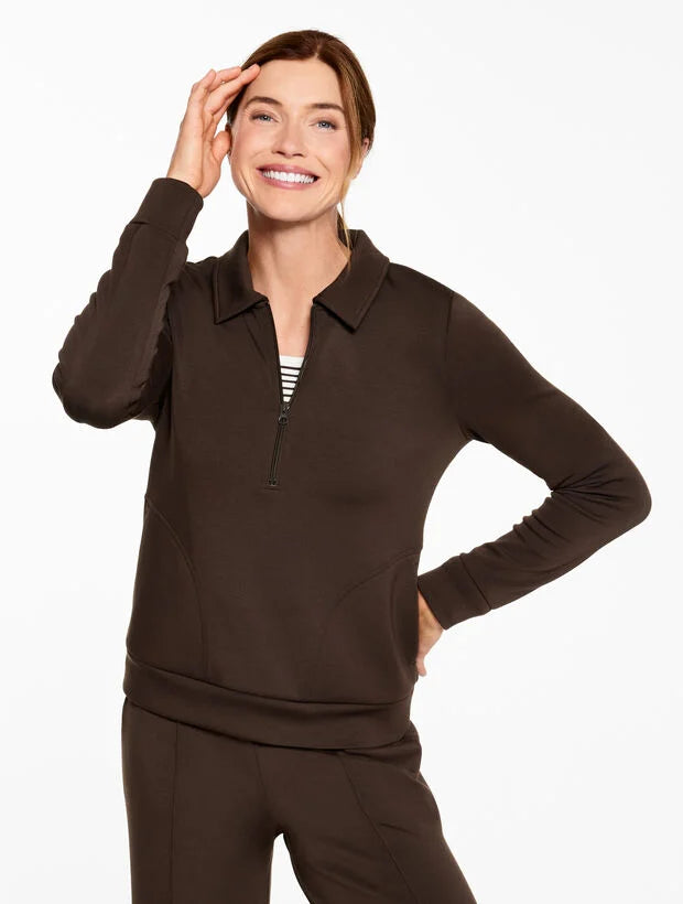 AirKnit Stretch Johnny Collar Half-Zip Pullover
