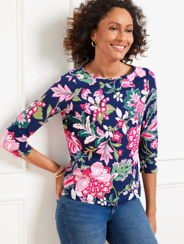 Bateau Neck Tee - Joyful Jacobean