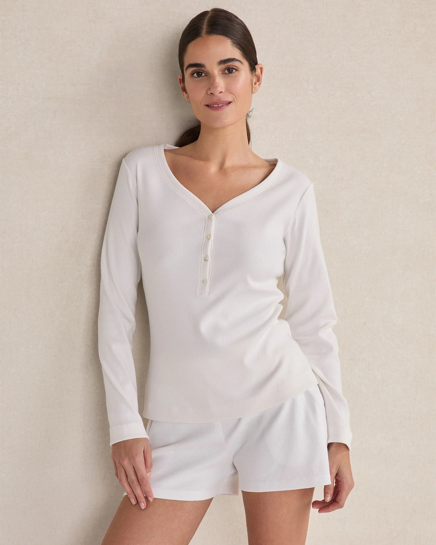 Organic Cotton Rib Knit Henley