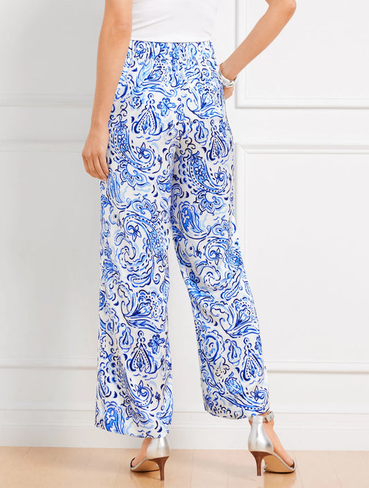 Satin Wide Leg Pants - Painted Paisley