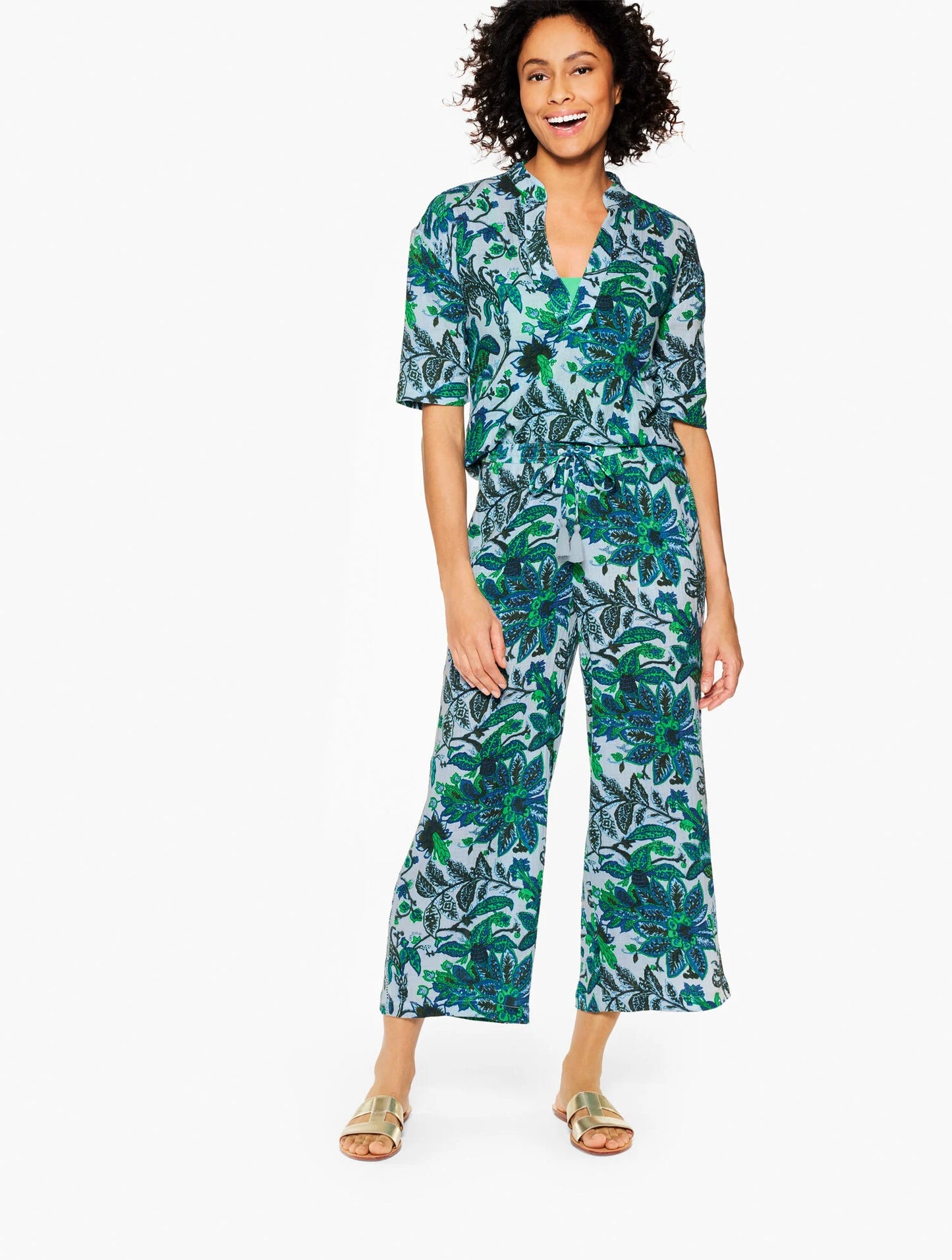 Aqua Club Gauze Popover Shirt Cover-Up - Bali Blooms