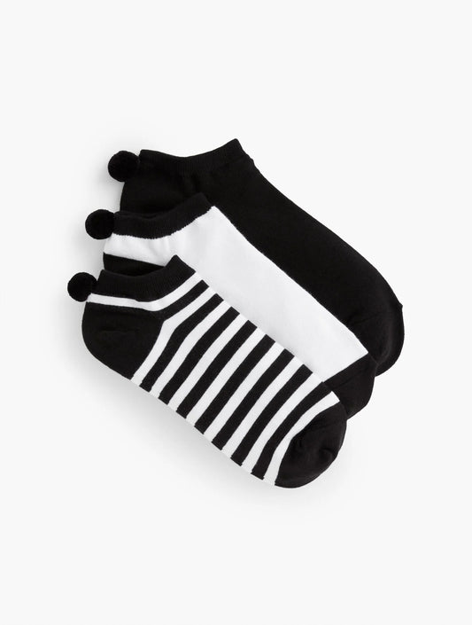 Three Pair Pom Pom Socks
