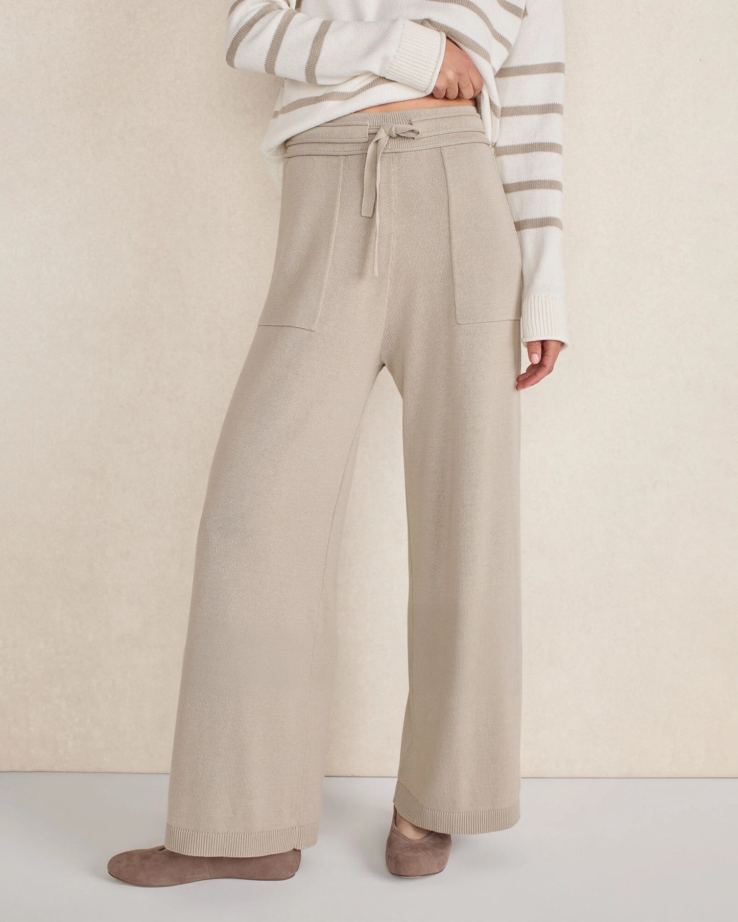 Organic Cotton Knit Wide Leg Pants