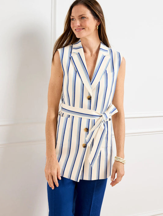 Belted Vest - Beach Stripe