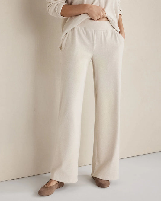 Organic Cotton Rib Knit Relaxed Wide Leg Pants