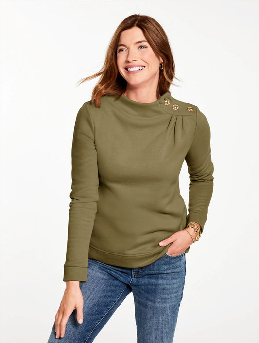 Button Shoulder Sweatshirt