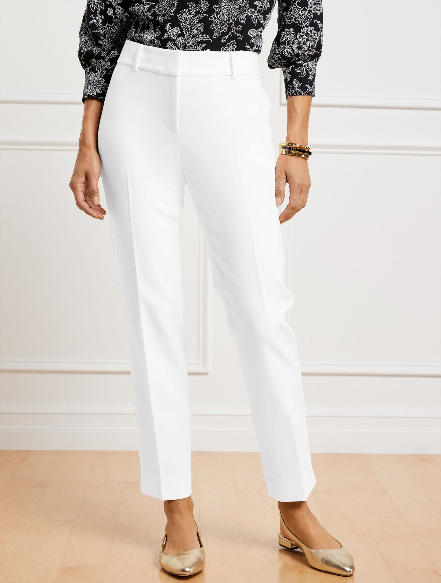 Talbots Hampshire Lightweight Double Cloth Straight Ankle Pants - Lined