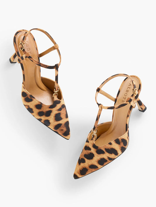 Evelyn Leopard Suede Flare Heel Pumps
