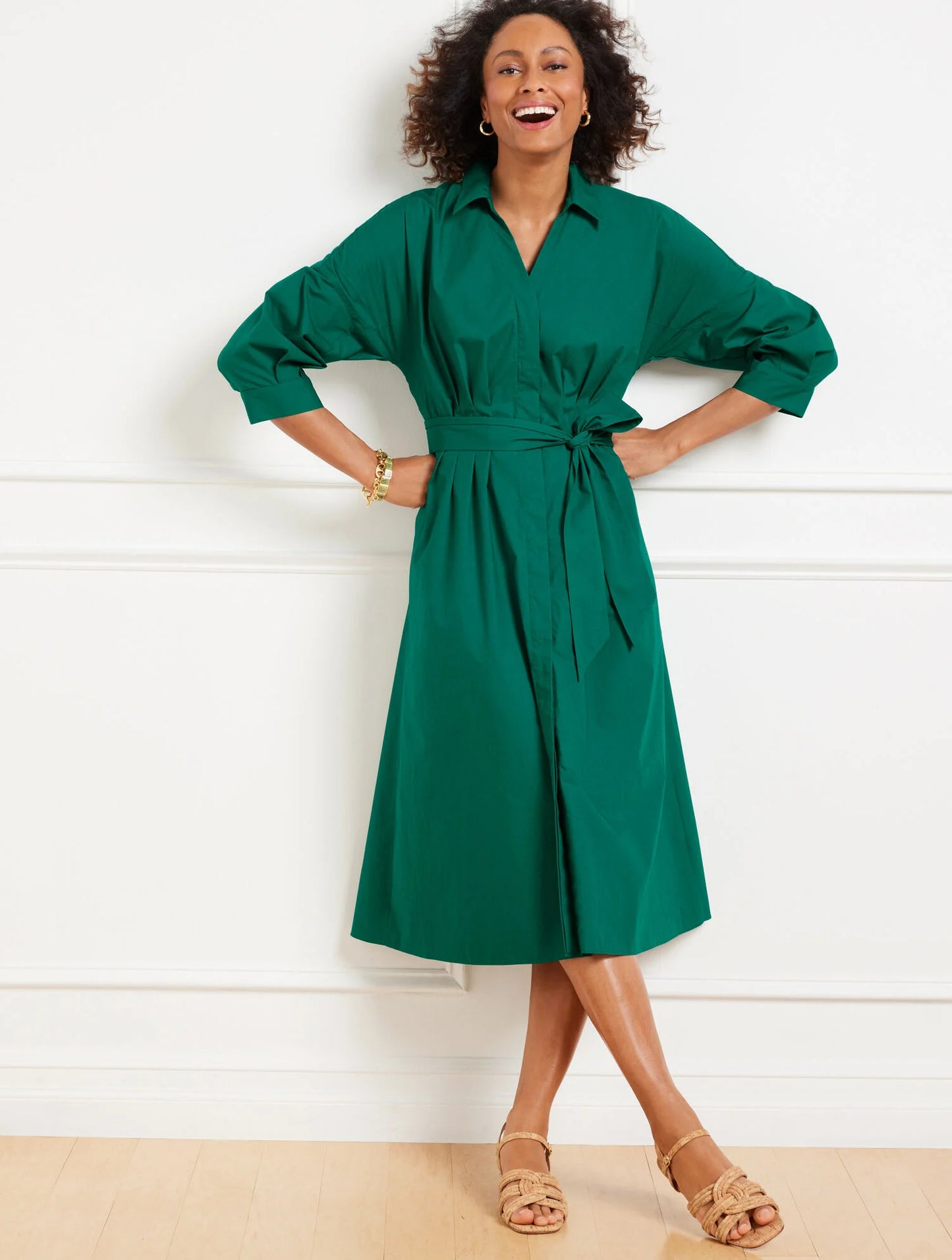 Modern Poplin Puff Sleeve Shirtdress
