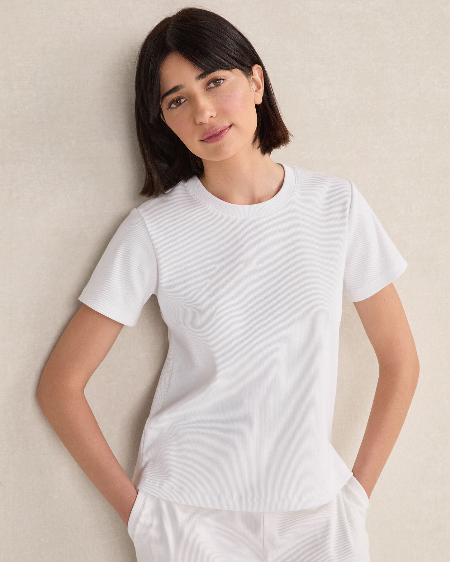 Organic Cotton Rib Knit Short Sleeve Tee