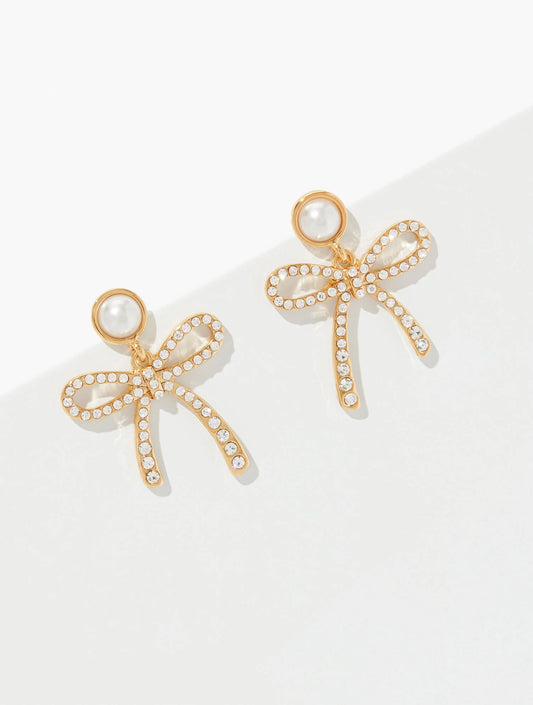 Ribbon Pearl Drop Earrings