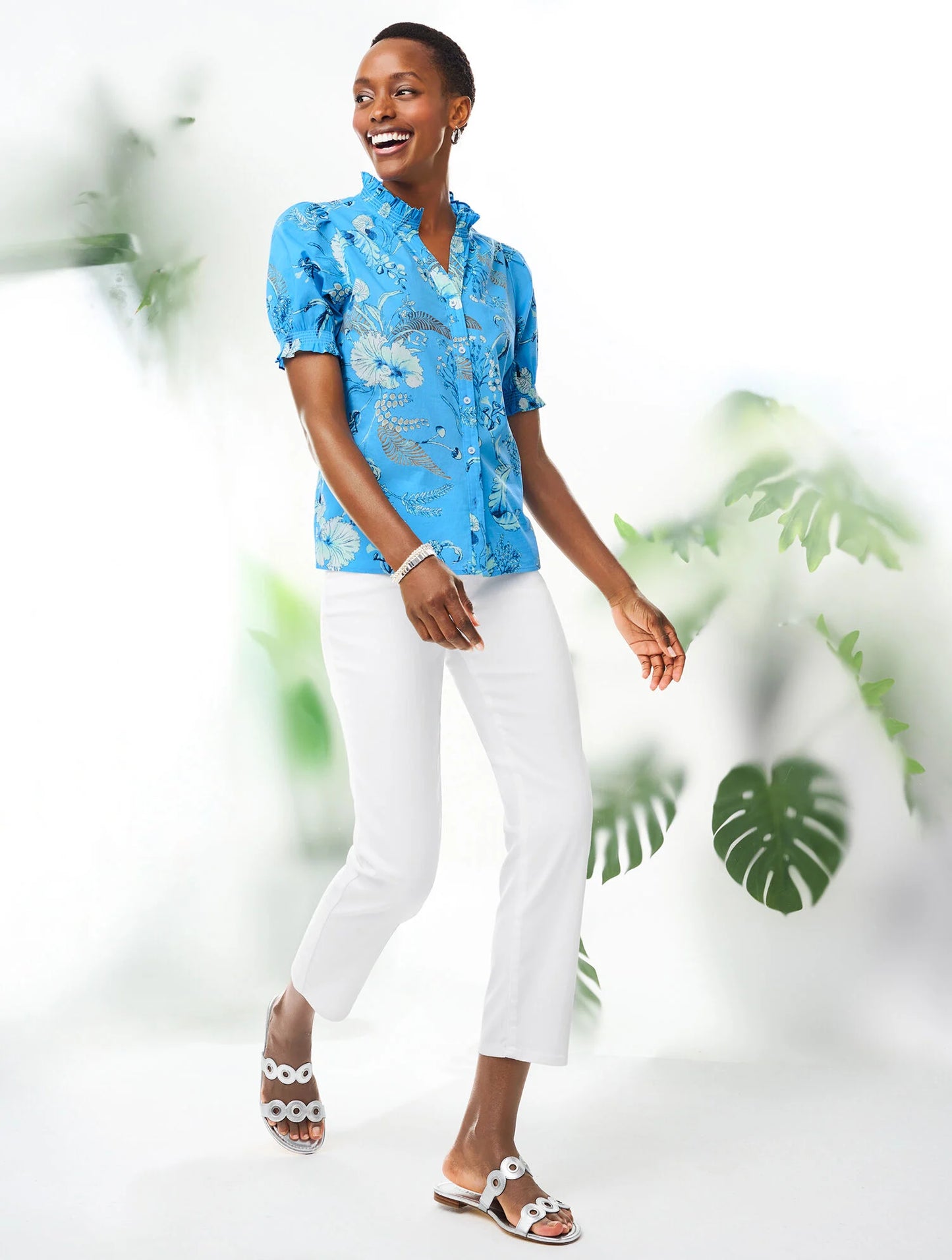 Straight Crop Jeans - White