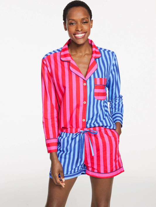 Printfresh Poplin Short Sleep Set - Mixed Stripe
