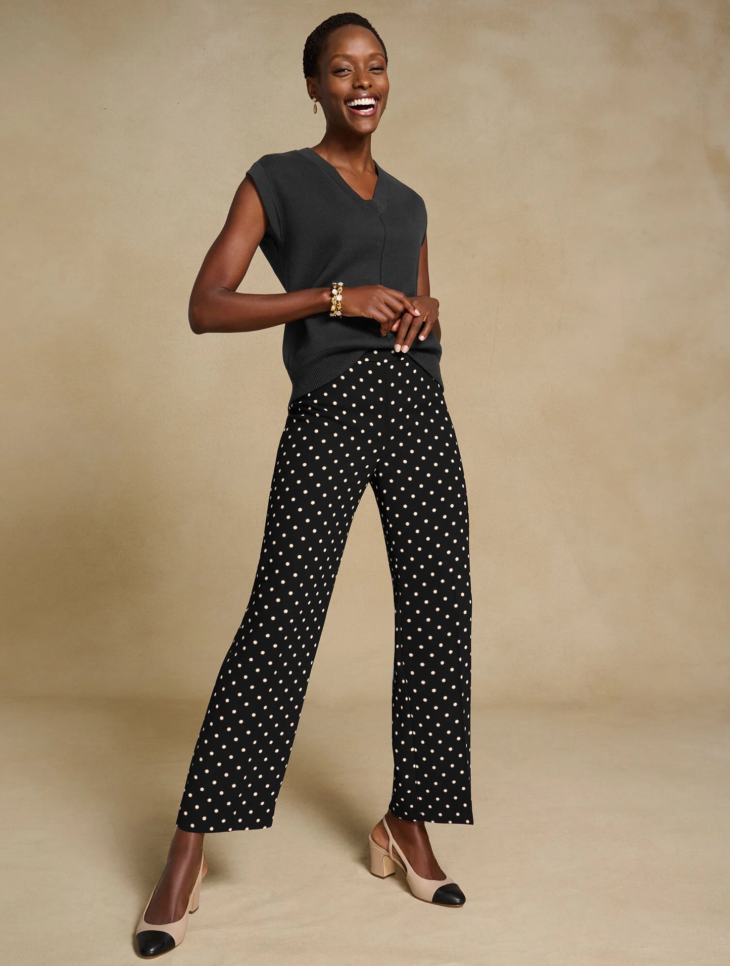Slim Wide Ankle Pants - Daisy Dot