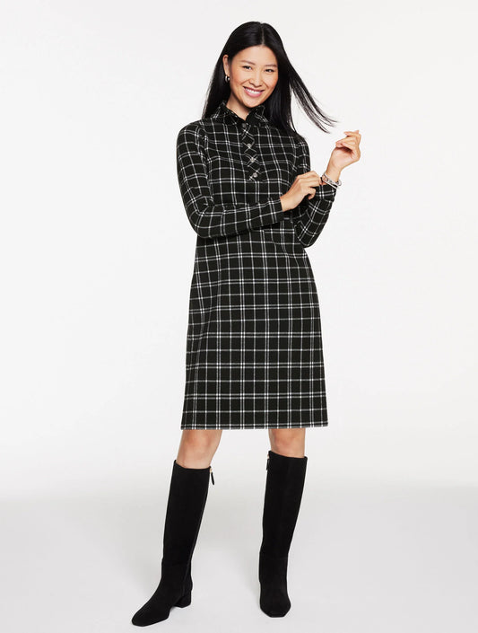 Brushed Jacquard Turtleneck Dress - Pretty Peppermint