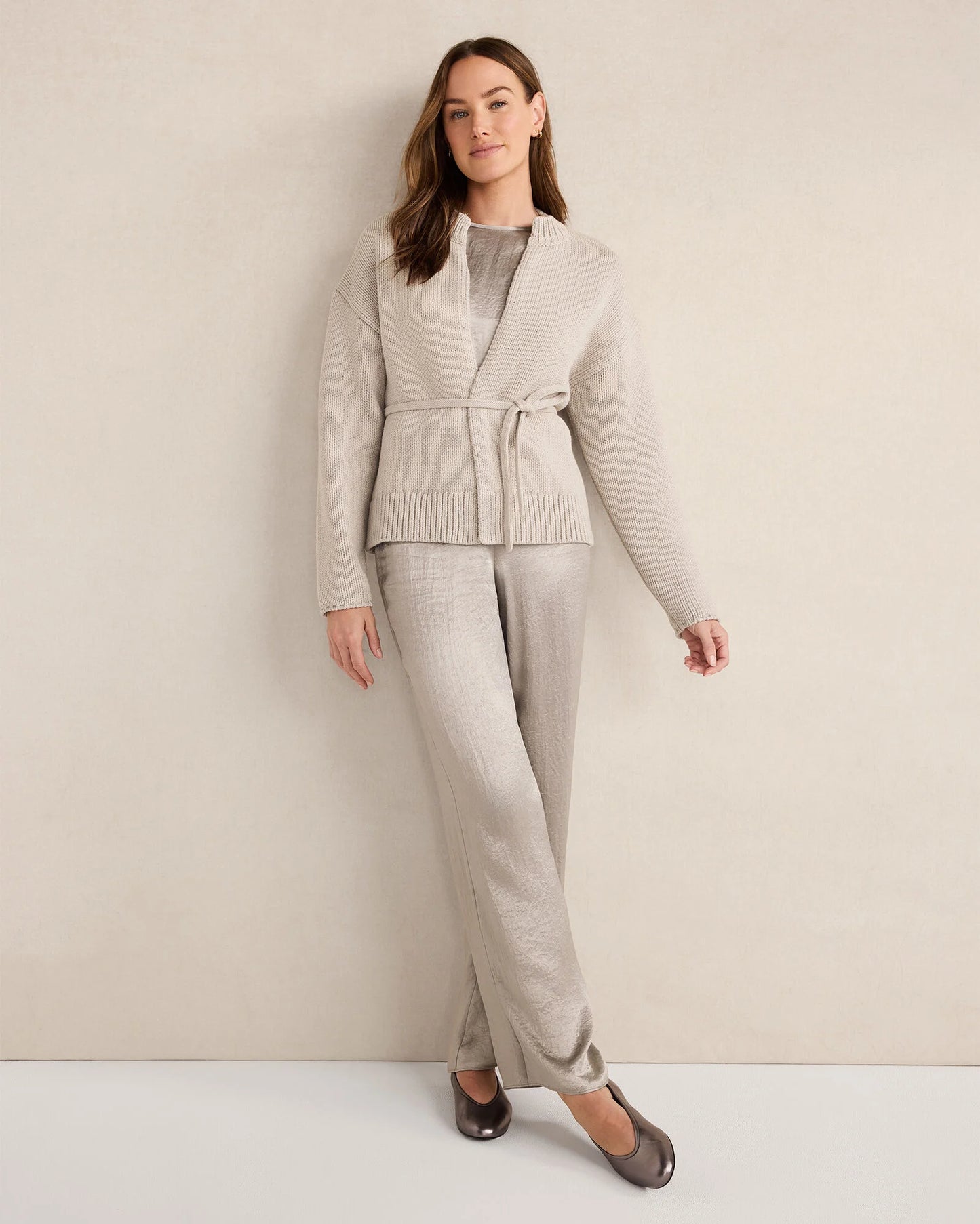 Chunky Cotton Blend Belted Cardigan