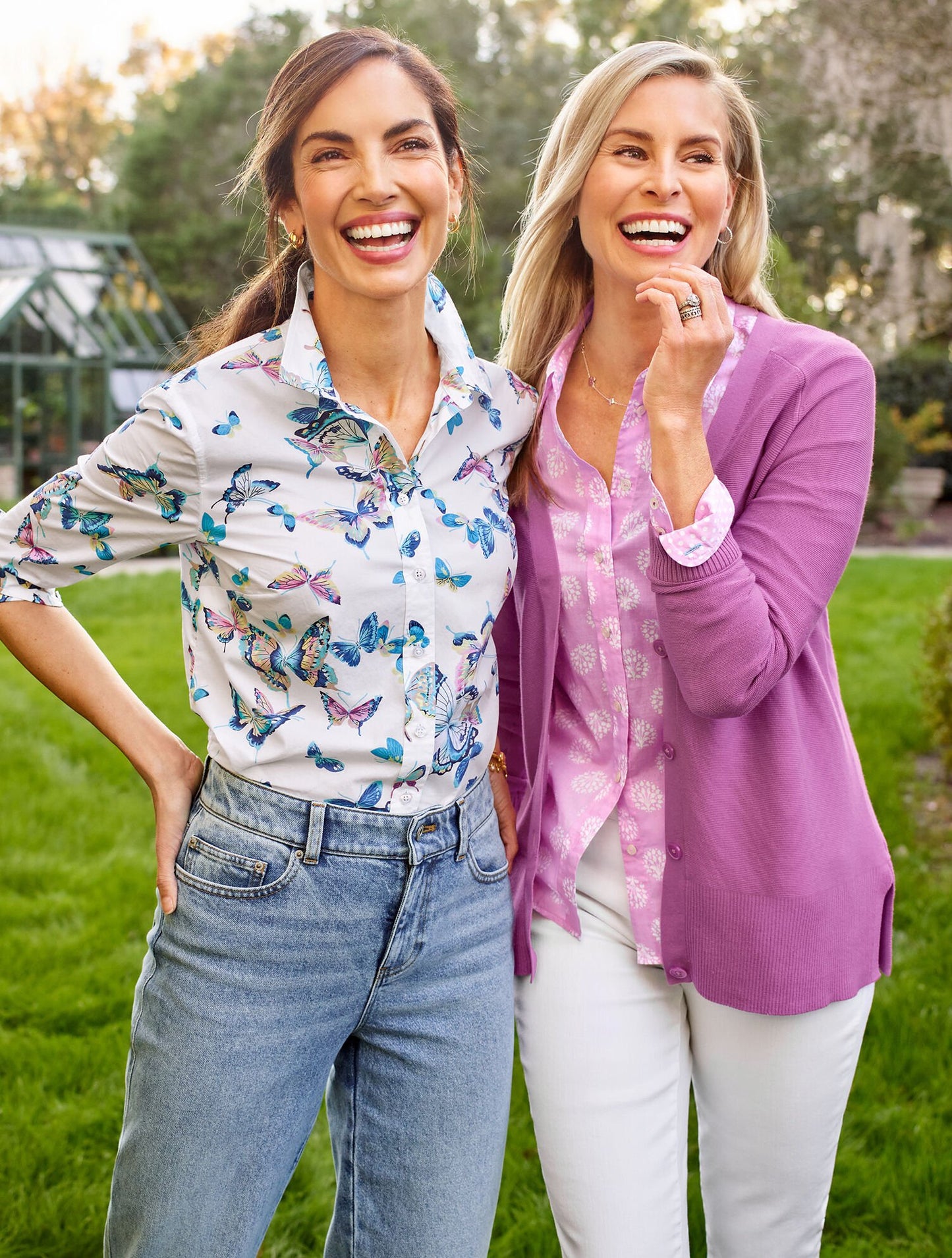 Cotton Button Front Shirt - Exquisite Butterfly
