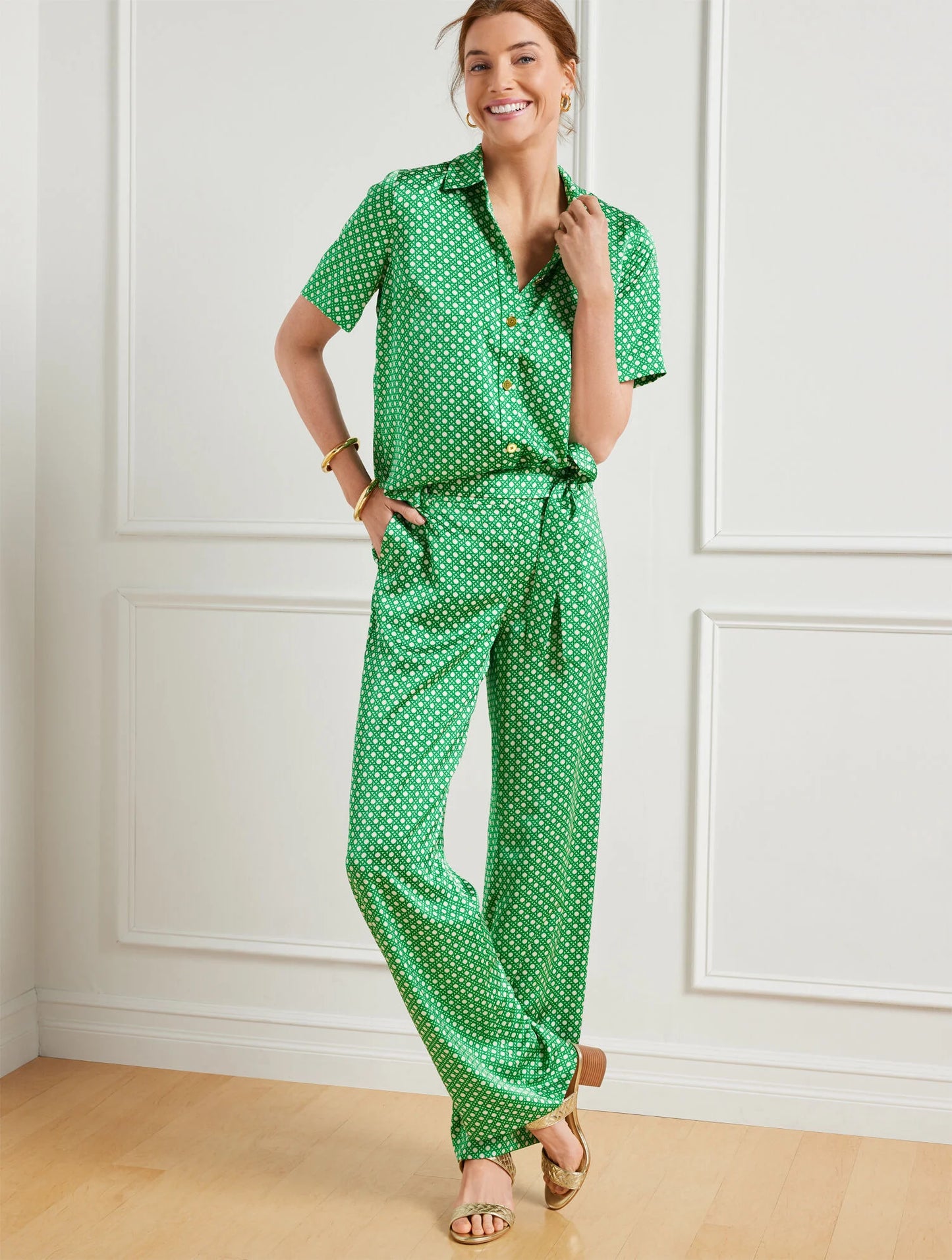 Wide Leg Pants - Intricate Dots