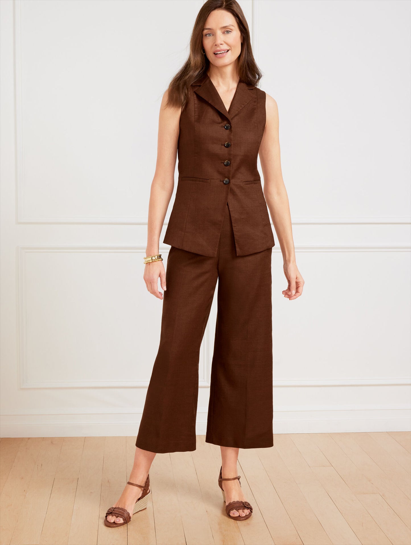 Wide Crop Linen Blend Pants
