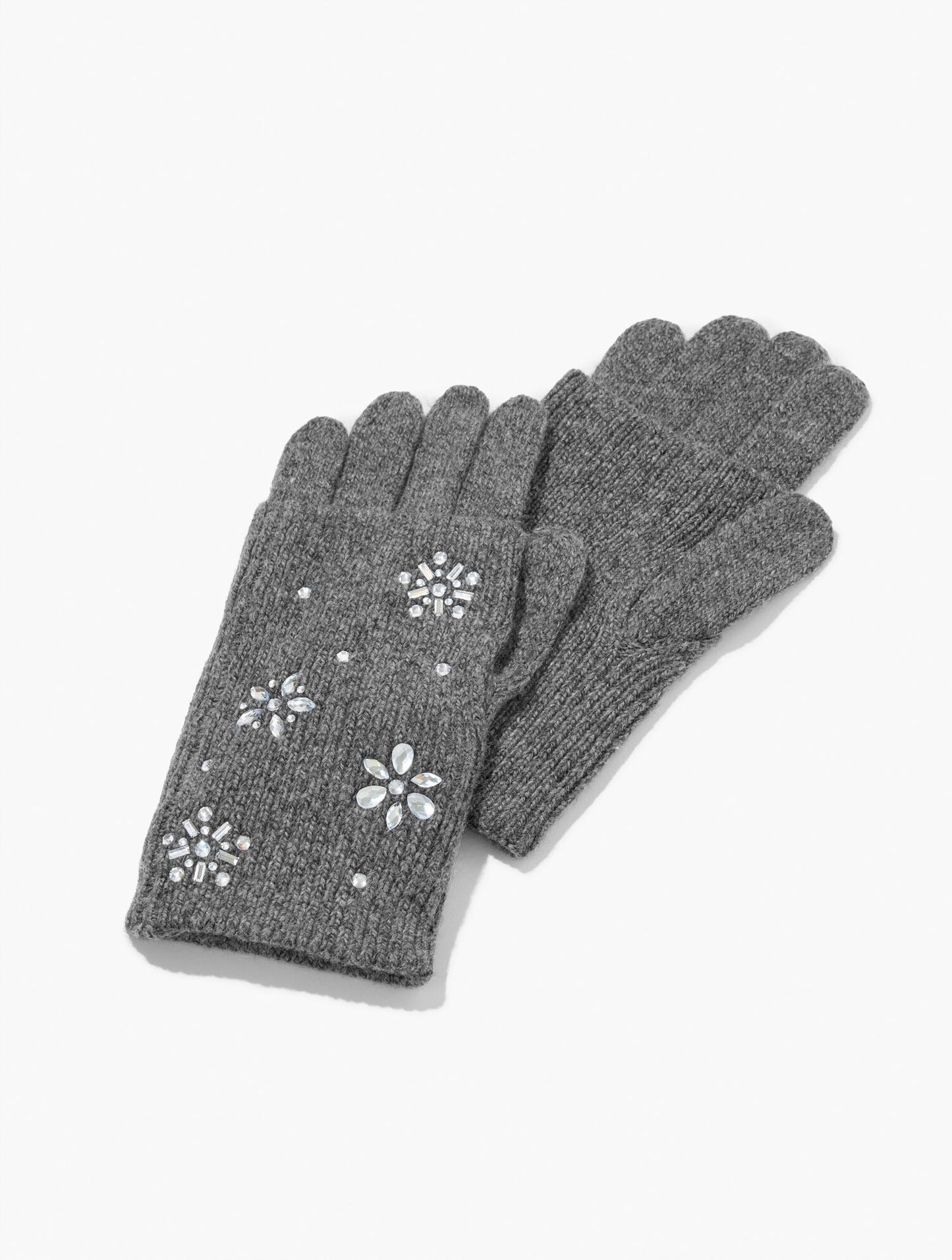 Snowflake Embellished Soft Knit Gloves