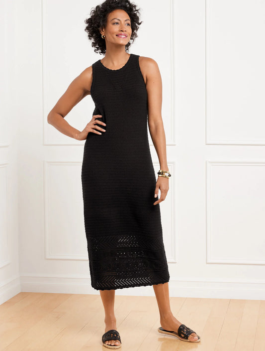 Crochet Pointelle Midi Dress