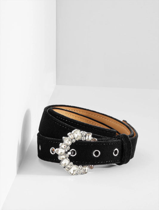 Embellished Crescent Buckle Belt