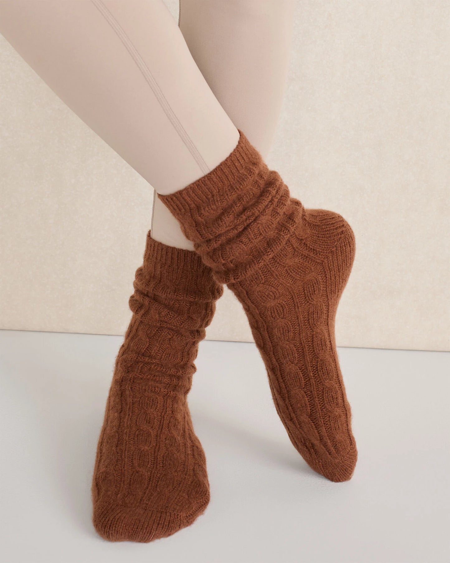 Cashmere Blend Cable Knit Socks