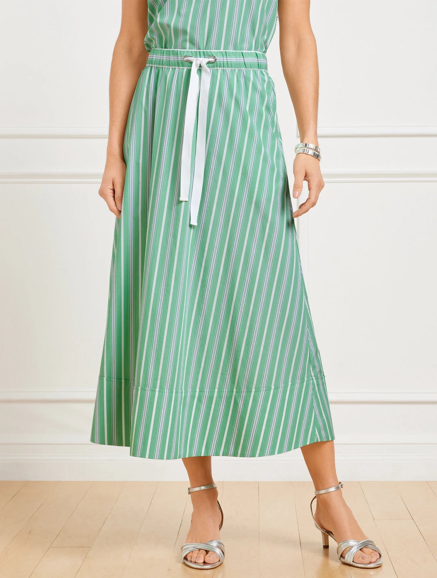 Fresh Poplin Drawstring Skirt - Dewdrop Stripe