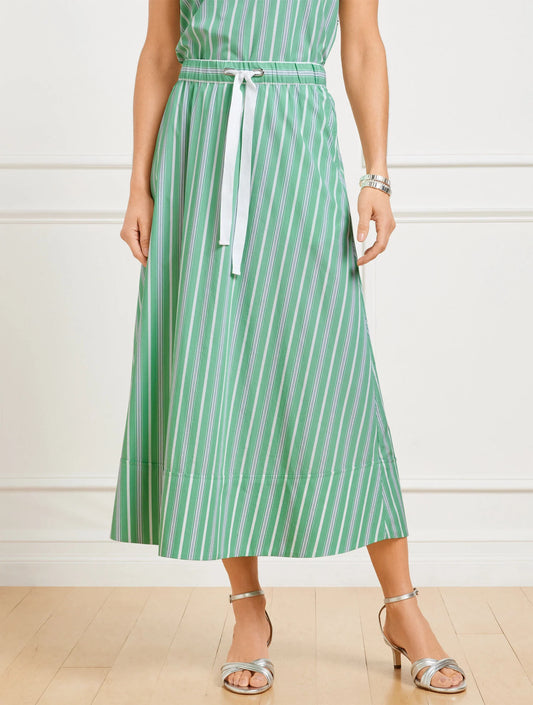 Fresh Poplin Drawstring Skirt - Dewdrop Stripe