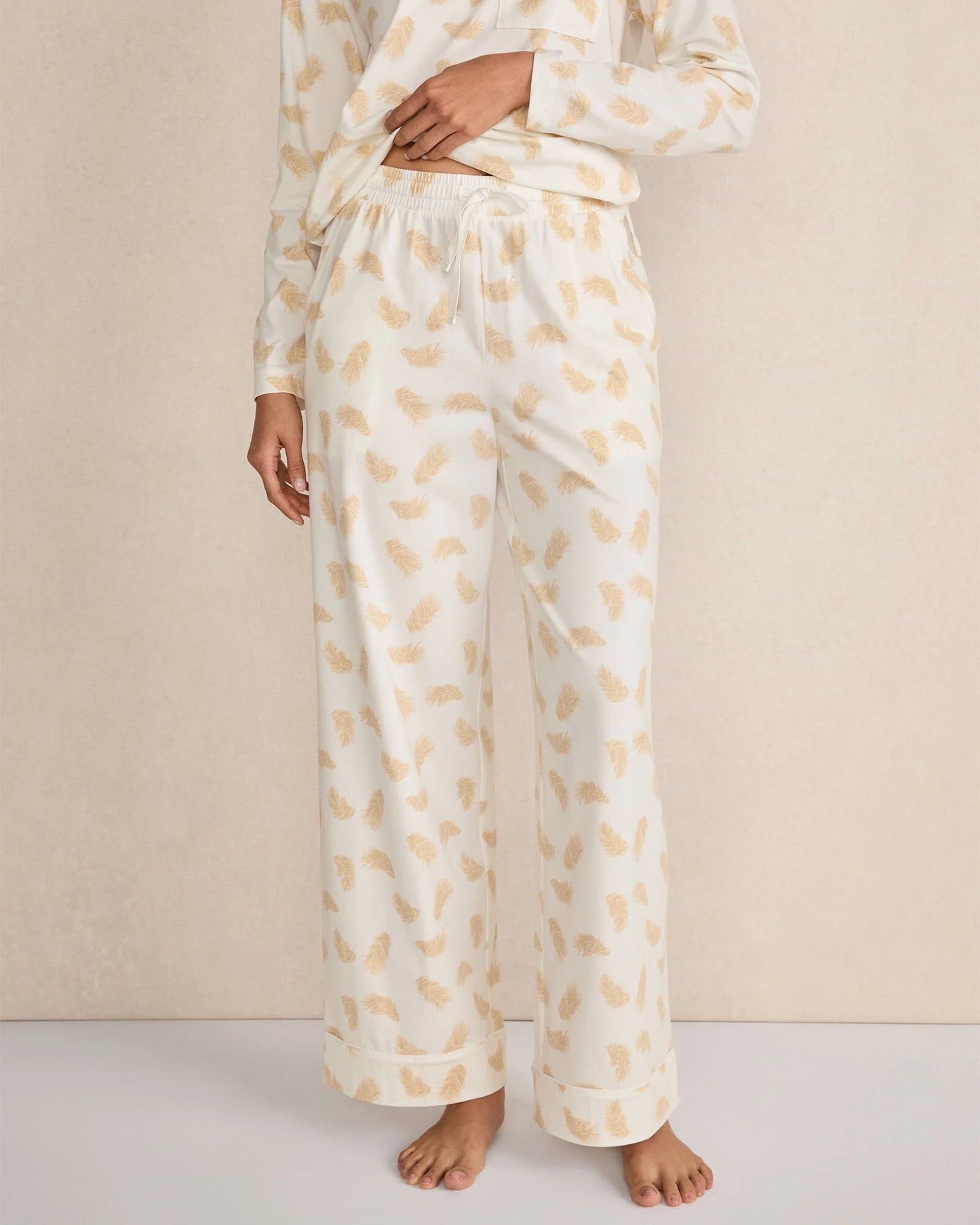 Organic Cotton Jersey Feather Print Pajama Pants