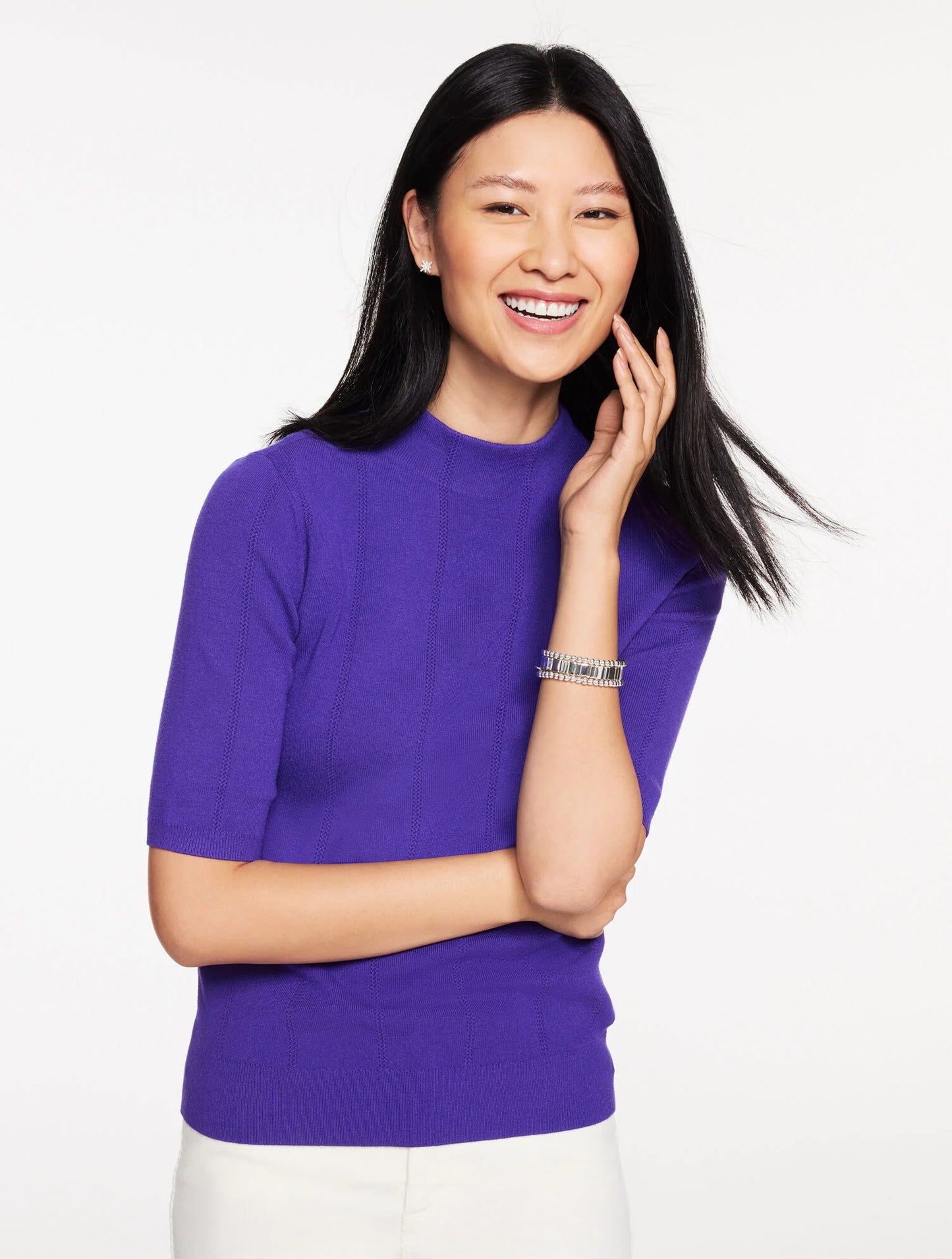 Elbow Sleeve Mockneck Sweater