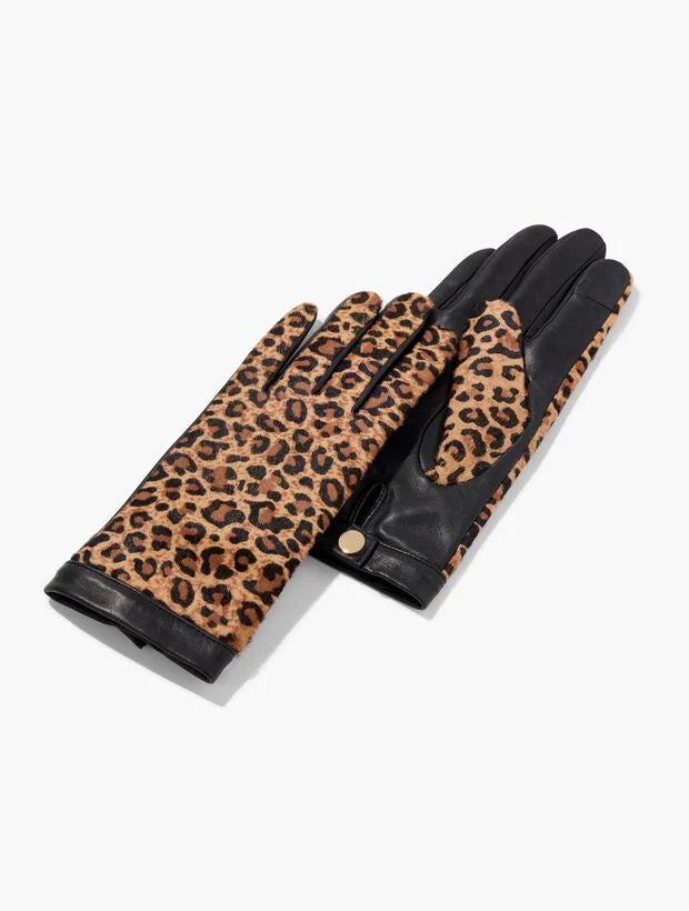 Leopard Calf Hair Leather Gloves