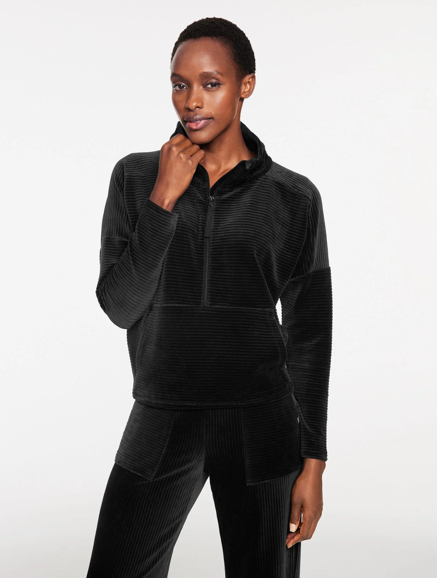 Sky Lounge Velour Half-Zip Pullover
