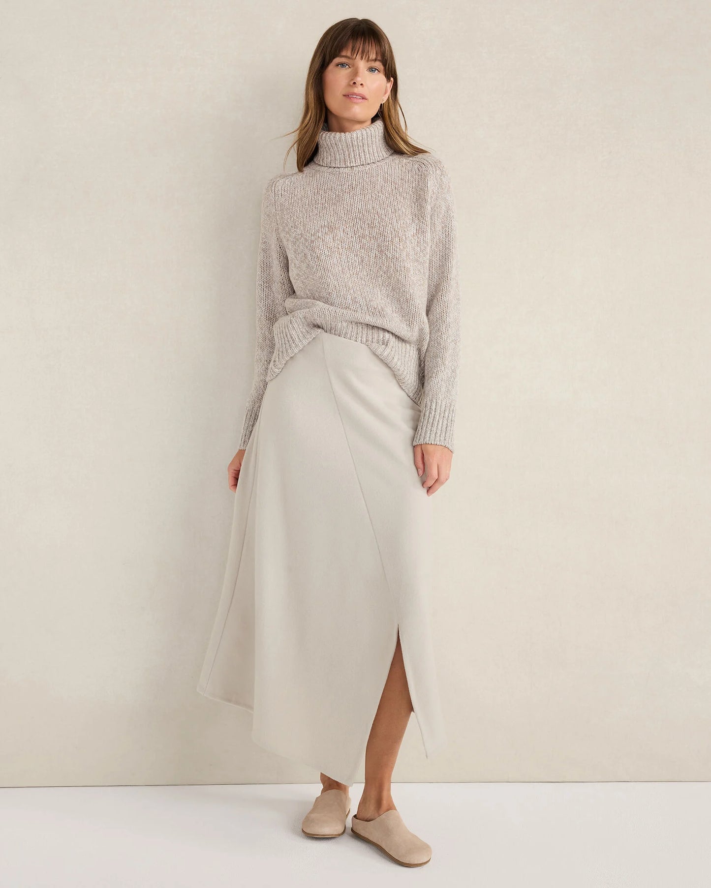 Wool Blend Split Hem Skirt