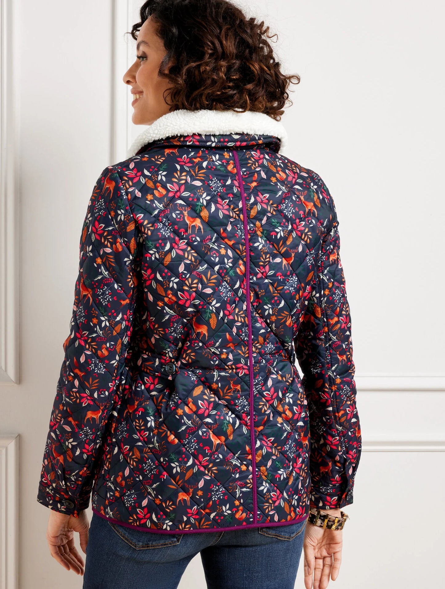 Quilted Bomber Jacket - Woodland Ditsy