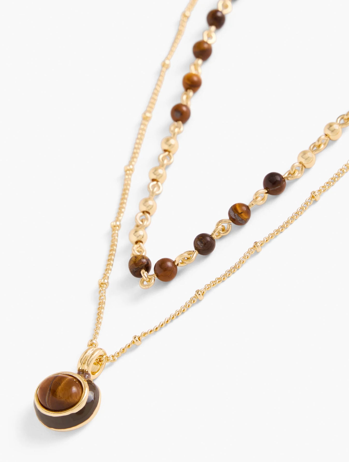 Delicate Tiger’s Eye Enamel Necklace