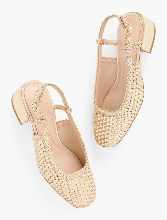 Marlow Metalllic Woven Slingback Flats