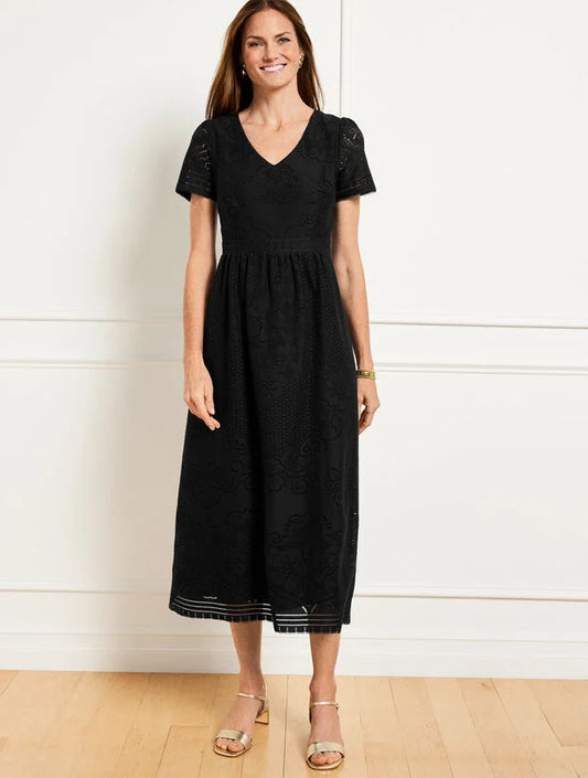 Guipure Lace Fit & Flare Dress